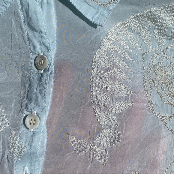 JOHNNY WAS Vintage Women’s Angle Hair Embroidered Light Blue Long Sleeve XS - Picture 6 of 8